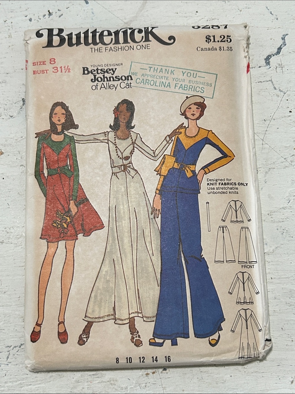 Butterick Vintage Wide-Leg Jumpsuit & Dress Pattern — Navy, Cream, Red